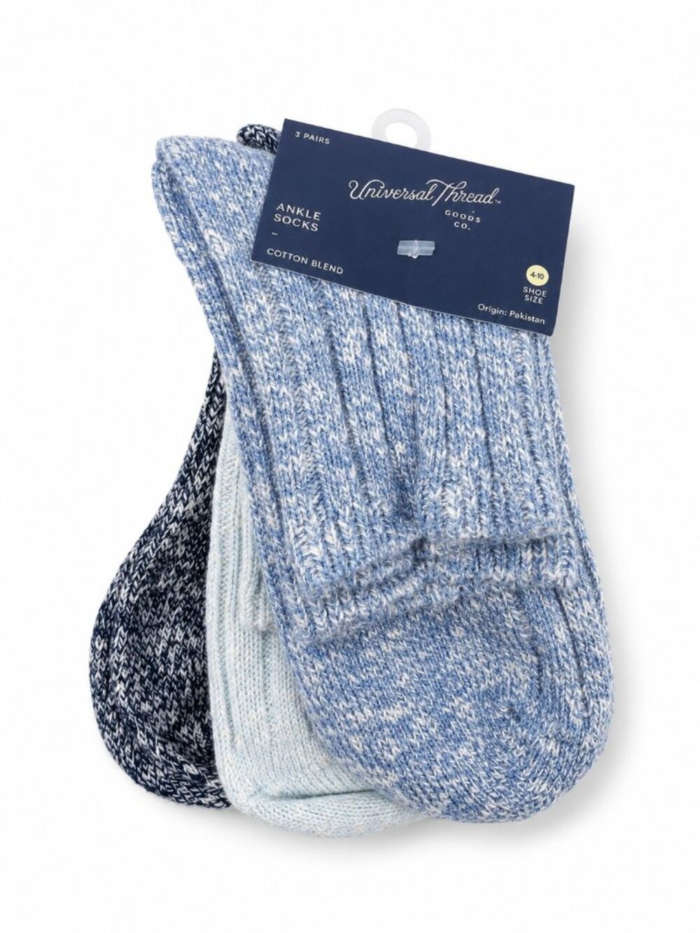 3 Prs Universal Thread Women's Ankle Socks Sz 4-10 Cotton Blend NEW